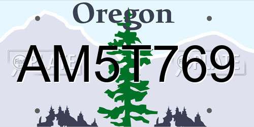 AM5T769 Oregon License Plate