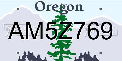 AM5Z769 Oregon License Plate