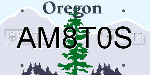 AM8T0S Oregon License Plate