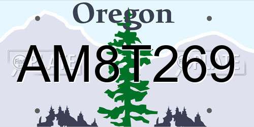 AM8T269 Oregon License Plate