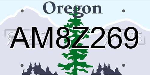 AM8Z269 Oregon License Plate