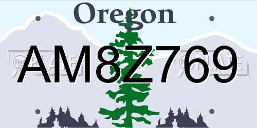 AM8Z769 Oregon License Plate