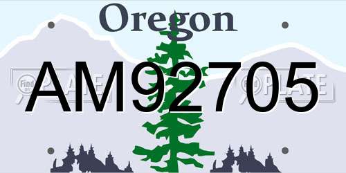 AM92705 Oregon License Plate