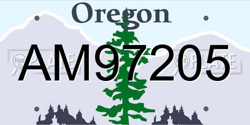 AM97205 Oregon License Plate