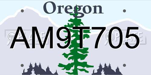 AM9T705 Oregon License Plate