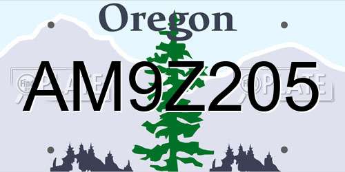 AM9Z205 Oregon License Plate