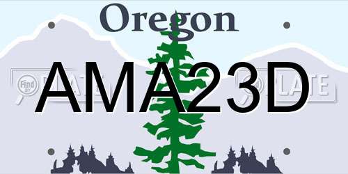 AMA23D Oregon License Plate