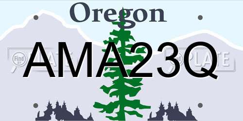 AMA23Q Oregon License Plate