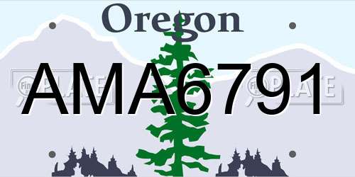AMA6791 Oregon License Plate