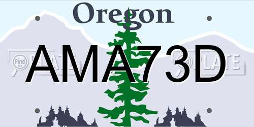 AMA73D Oregon License Plate