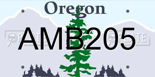 AMB205 Oregon License Plate