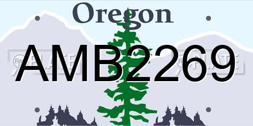 AMB2269 Oregon License Plate