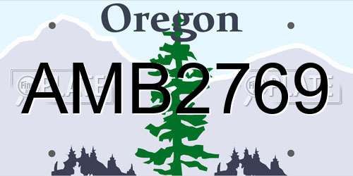 AMB2769 Oregon License Plate