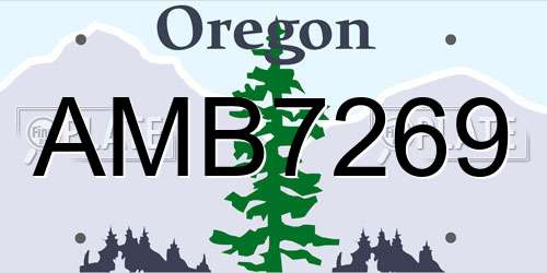 AMB7269 Oregon License Plate