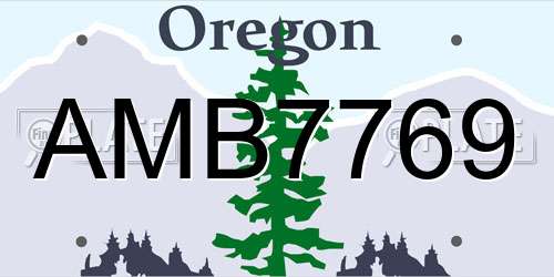 AMB7769 Oregon License Plate