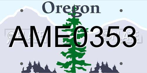 AME0353 Oregon License Plate