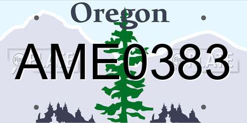 AME0383 Oregon License Plate