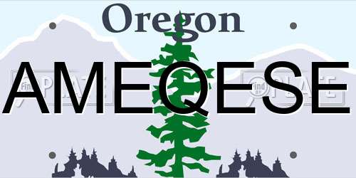 AMEQESE Oregon License Plate