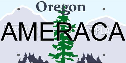 AMERACA Oregon License Plate