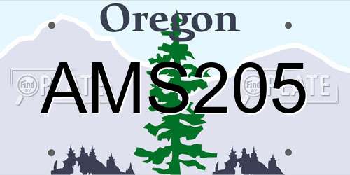 AMS205 Oregon License Plate