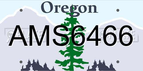 AMS6466 Oregon License Plate