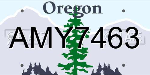 AMY7463 Oregon License Plate
