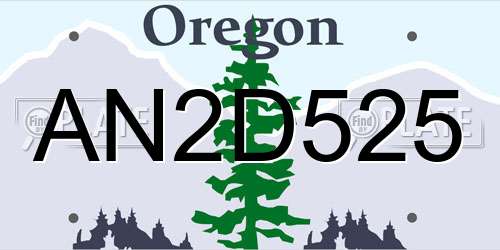 AN2D525 Oregon License Plate