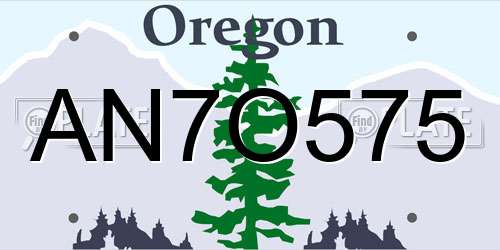 AN7O575 Oregon License Plate
