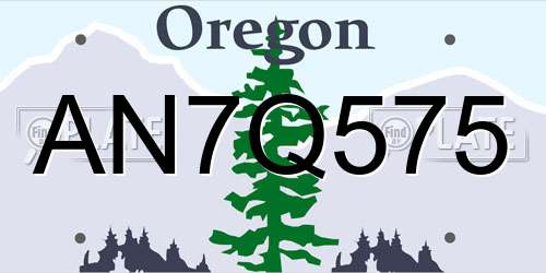 AN7Q575 Oregon License Plate