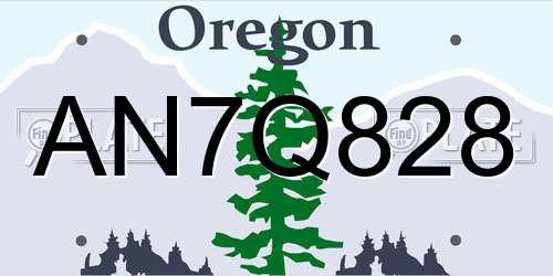 AN7Q828 Oregon License Plate