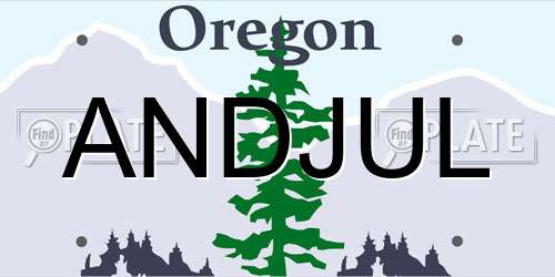 ANDJUL Oregon License Plate