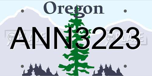 ANN3223 Oregon License Plate