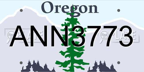 ANN3773 Oregon License Plate