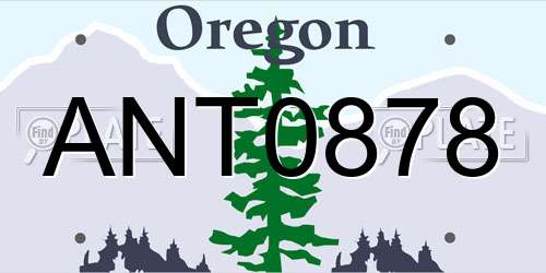 ANT0878 Oregon License Plate