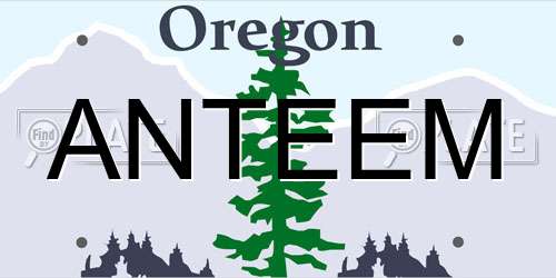 ANTEEM Oregon License Plate
