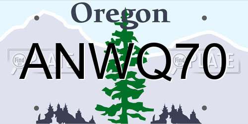 ANWQ70 Oregon License Plate