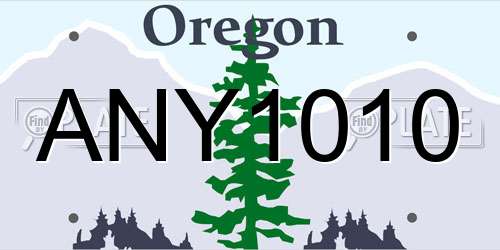 ANY1010 Oregon License Plate