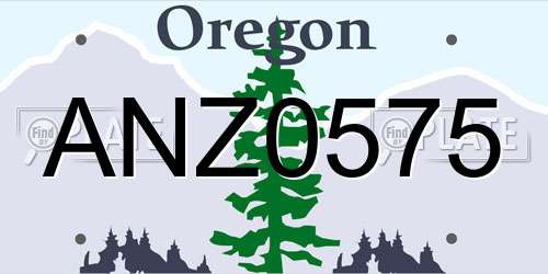 ANZ0575 Oregon License Plate