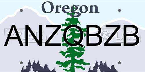 ANZQBZB Oregon License Plate