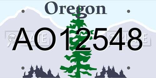 AO12548 Oregon License Plate