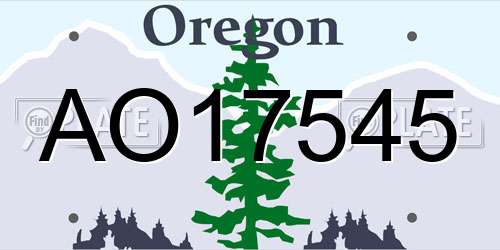 AO17545 Oregon License Plate