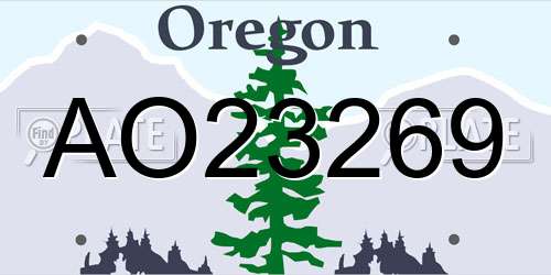 AO23269 Oregon License Plate