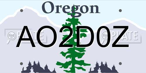 AO2D0Z Oregon License Plate