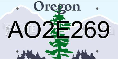 AO2E269 Oregon License Plate