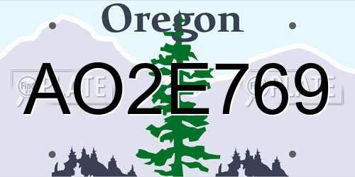AO2E769 Oregon License Plate