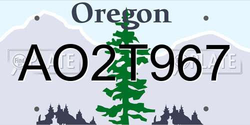 AO2T967 Oregon License Plate