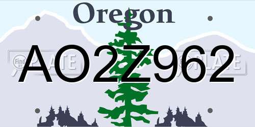 AO2Z962 Oregon License Plate