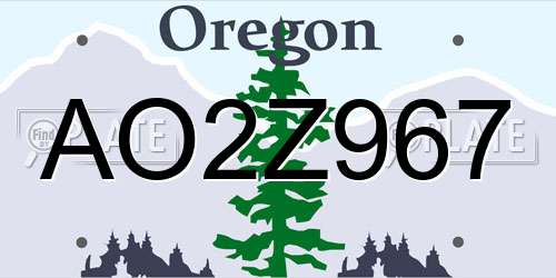 AO2Z967 Oregon License Plate