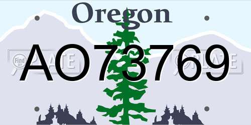 AO73769 Oregon License Plate