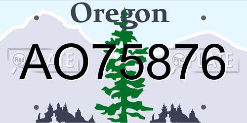AO75876 Oregon License Plate